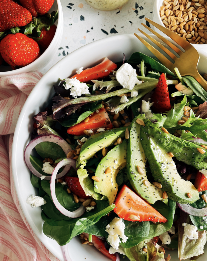 Strawberry Avocado Salad with Lemon Poppy Seed Dressing by Spoons N Spices - FoodSocial